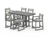 POLYWOOD EDGE Sling 7-Piece Farmhouse Counter Set with Trestle Legs in Slate Grey / Birch