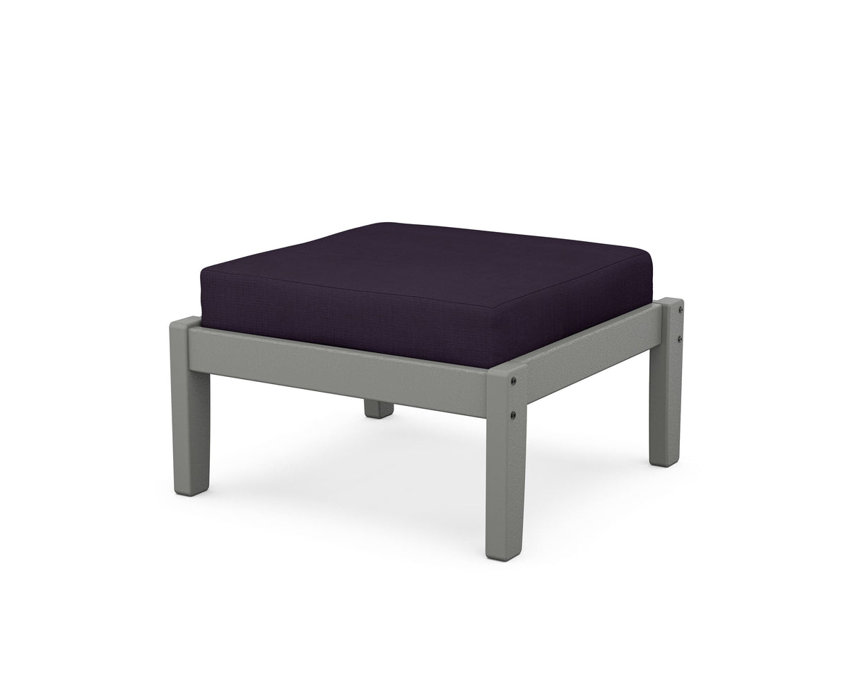 POLYWOOD Deep Seating Ottoman in Slate Grey / Navy Linen