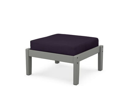 POLYWOOD Deep Seating Ottoman in Slate Grey / Navy Linen