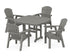 POLYWOOD Seashell 5-Piece Dining Set with Trestle Legs - 44" Table in Slate Grey
