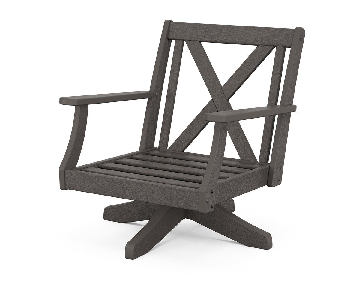 POLYWOOD Braxton Deep Seating Swivel Chair Frame in Vintage Coffee