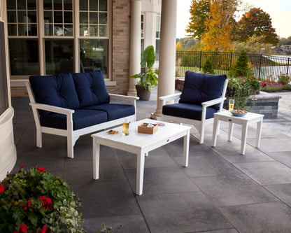 POLYWOOD Vineyard 4-Piece Deep Seating Set with 36" Coffee Table in an outdoor setting