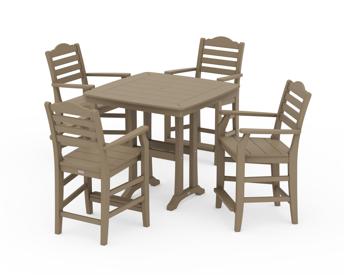 POLYWOOD Savannah 5-Piece Counter Set with Trestle Legs in Vintage Sahara
