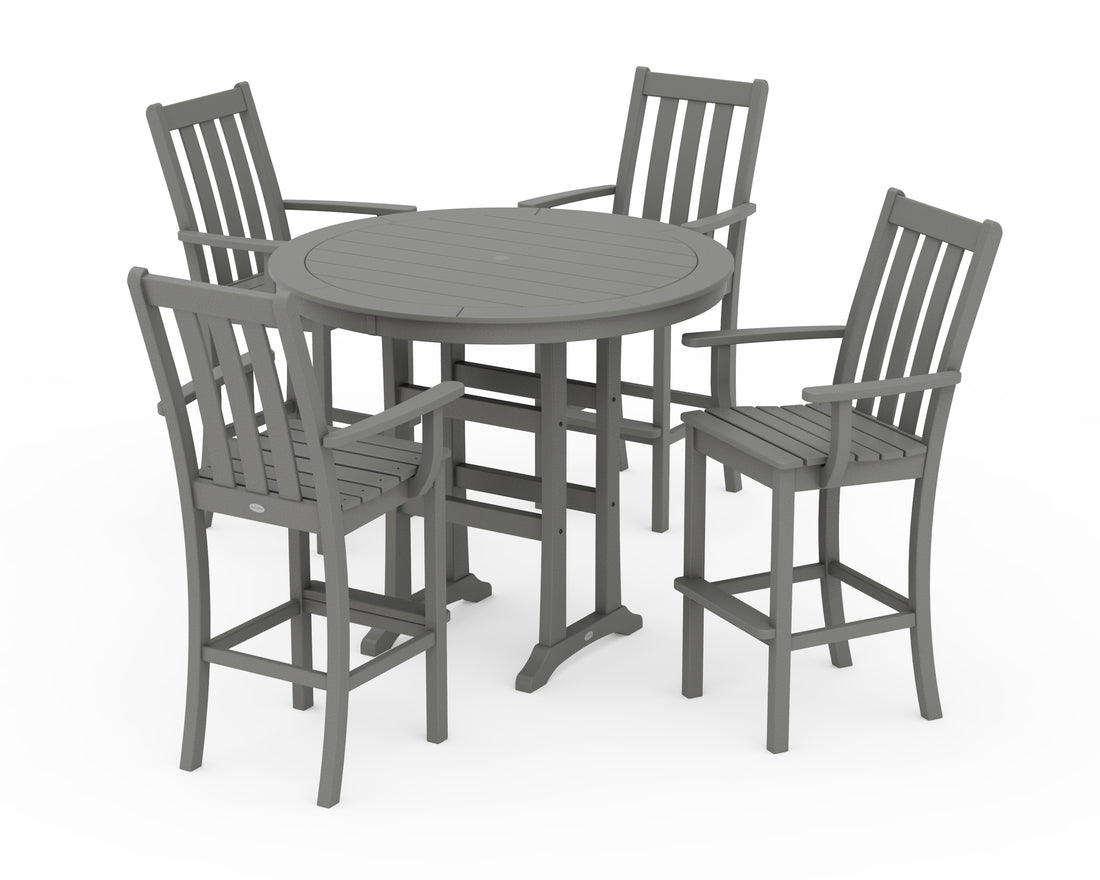 POLYWOOD Vineyard 5-Piece Round Bar Set in Slate Grey