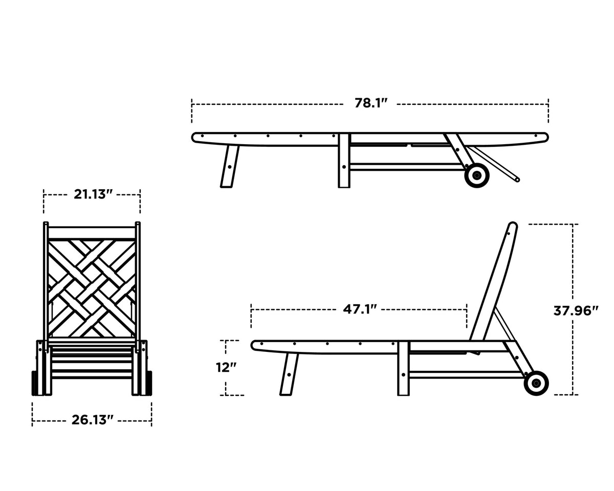 POLYWOOD Wovendale Chaise with Wheels dimensions