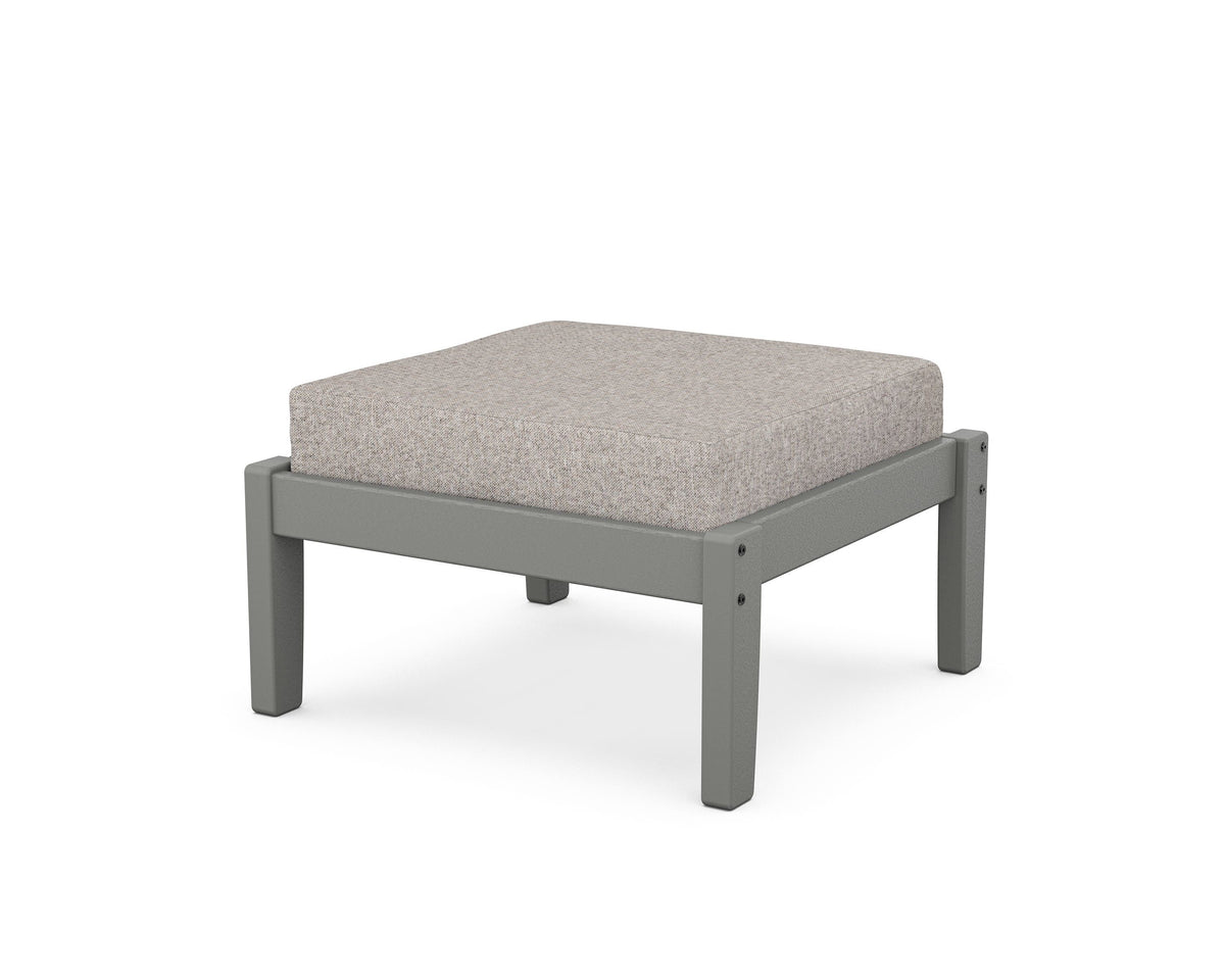 POLYWOOD Deep Seating Ottoman in Slate Grey / Weathered Tweed