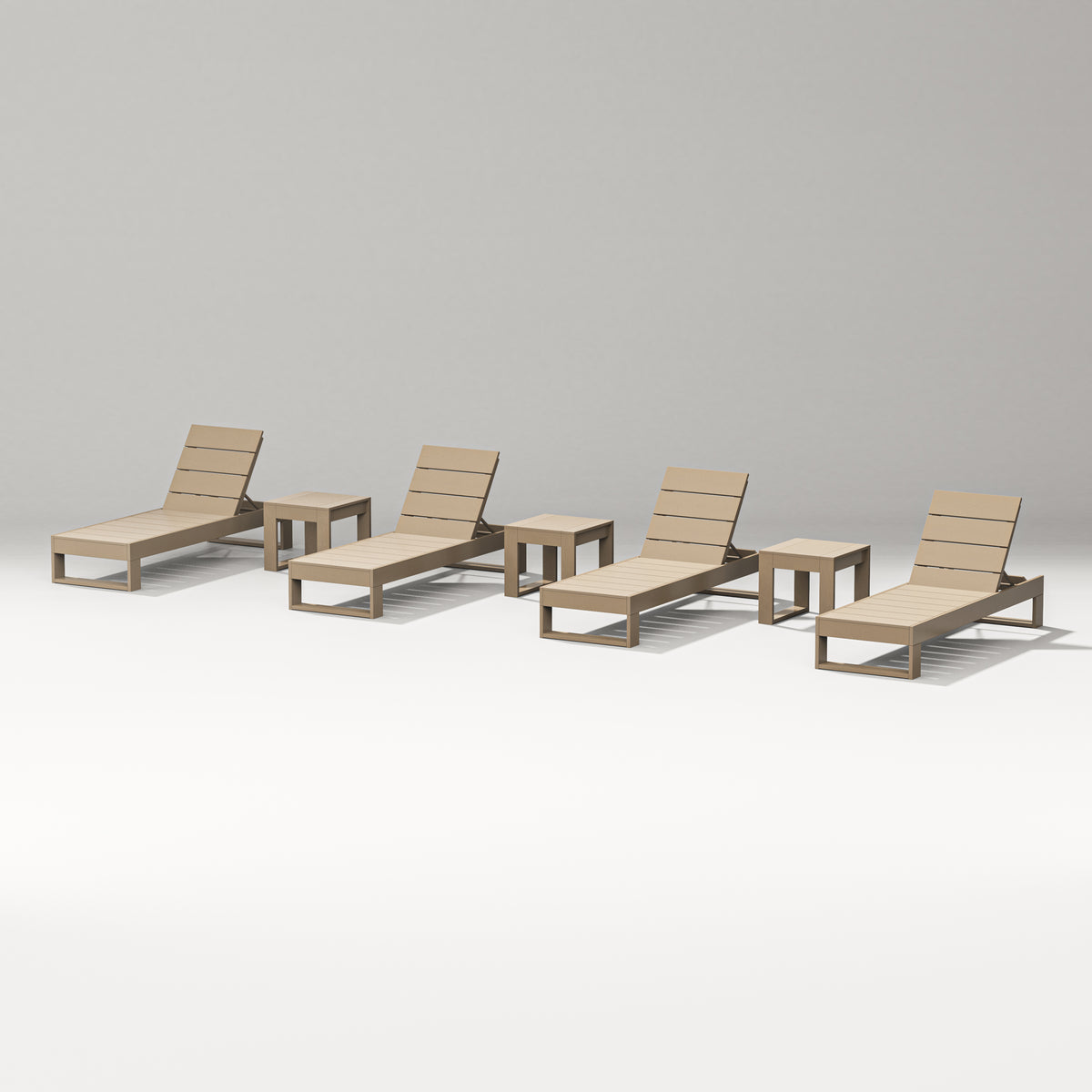POLYWOOD PW Designer Series Latitude 7-Piece Lounge Chaise Set in Vintage Sahara