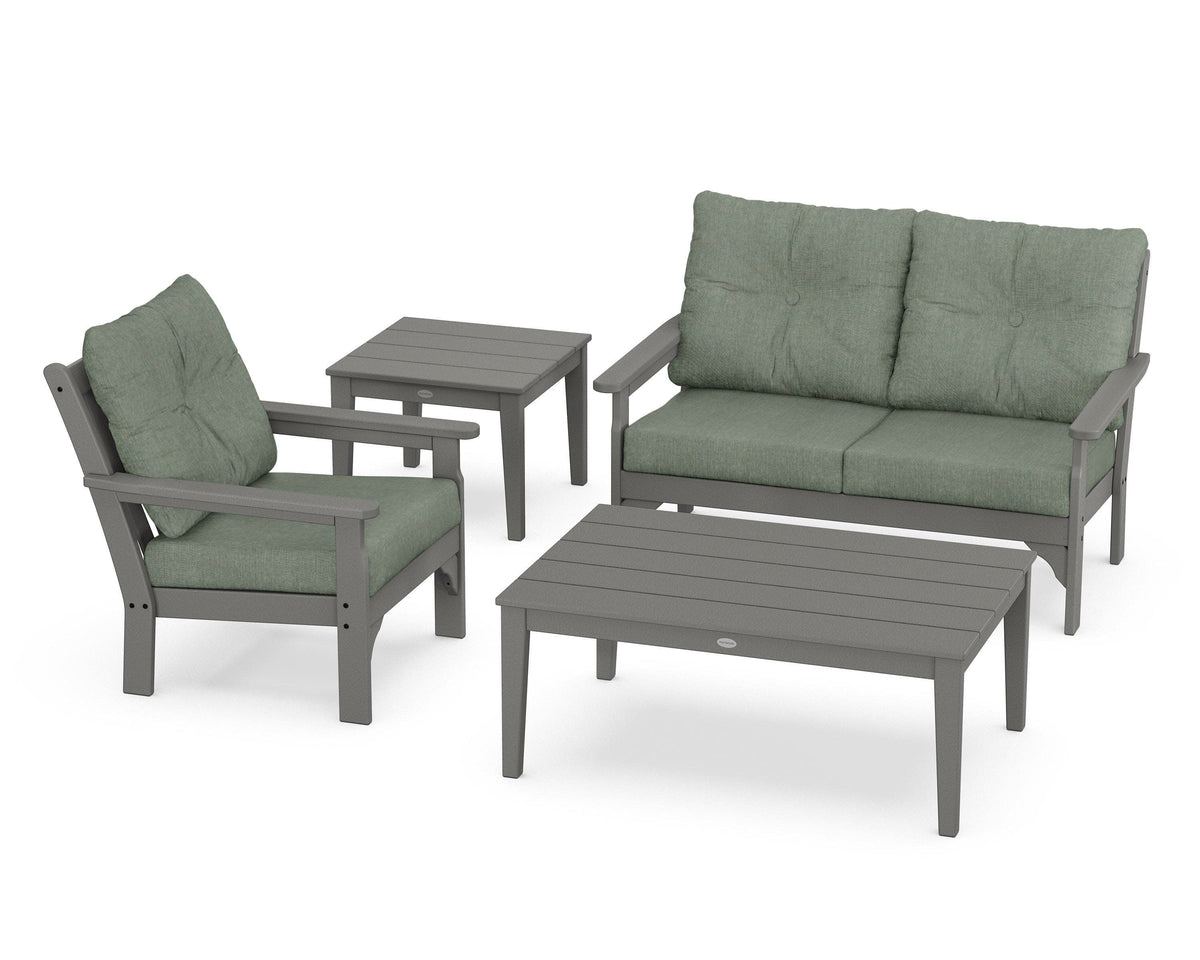 POLYWOOD Vineyard 4-Piece Deep Seating Set in Slate Grey / Cast Sage