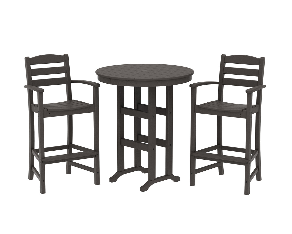 POLYWOOD La Casa Café 3-Piece Round Farmhouse Bar Set in Vintage Coffee