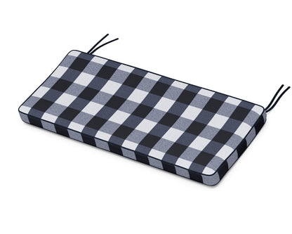 POLYWOOD Chinoiserie 48" Bench Seat Cushion in Buffalo Plaid Marine Indigo