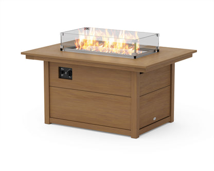 POLYWOOD Rectangle 34"x46" Fire Pit Table in Natural