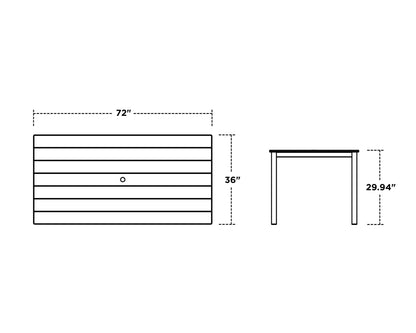 POLYWOOD Main Street 36" x 72" Dining Table dimensions
