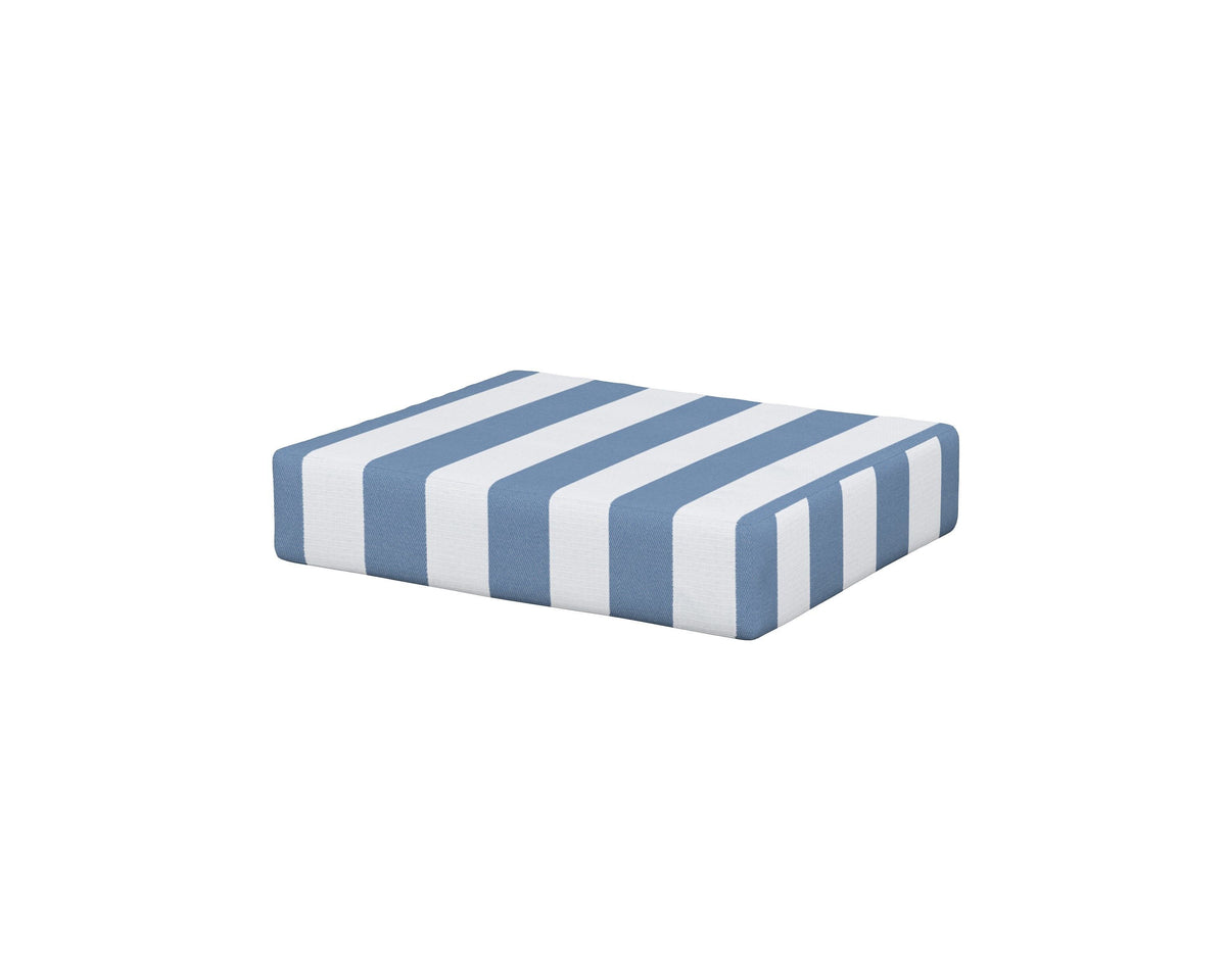 POLYWOOD Acadia Ottoman Cushion in Cabana Stripe Sky Blue