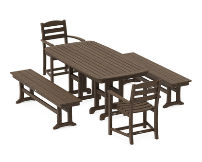 POLYWOOD La Casa Café 5-Piece Dining Set with Benches - 37" x 72" Table in Kona