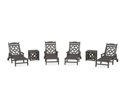 POLYWOOD Chinoiserie 6-Piece Chaise Set in Vintage Coffee