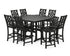 POLYWOOD Country Living Wovendale 9-Piece Square Farmhouse Bar Set with Trestle Legs in Black