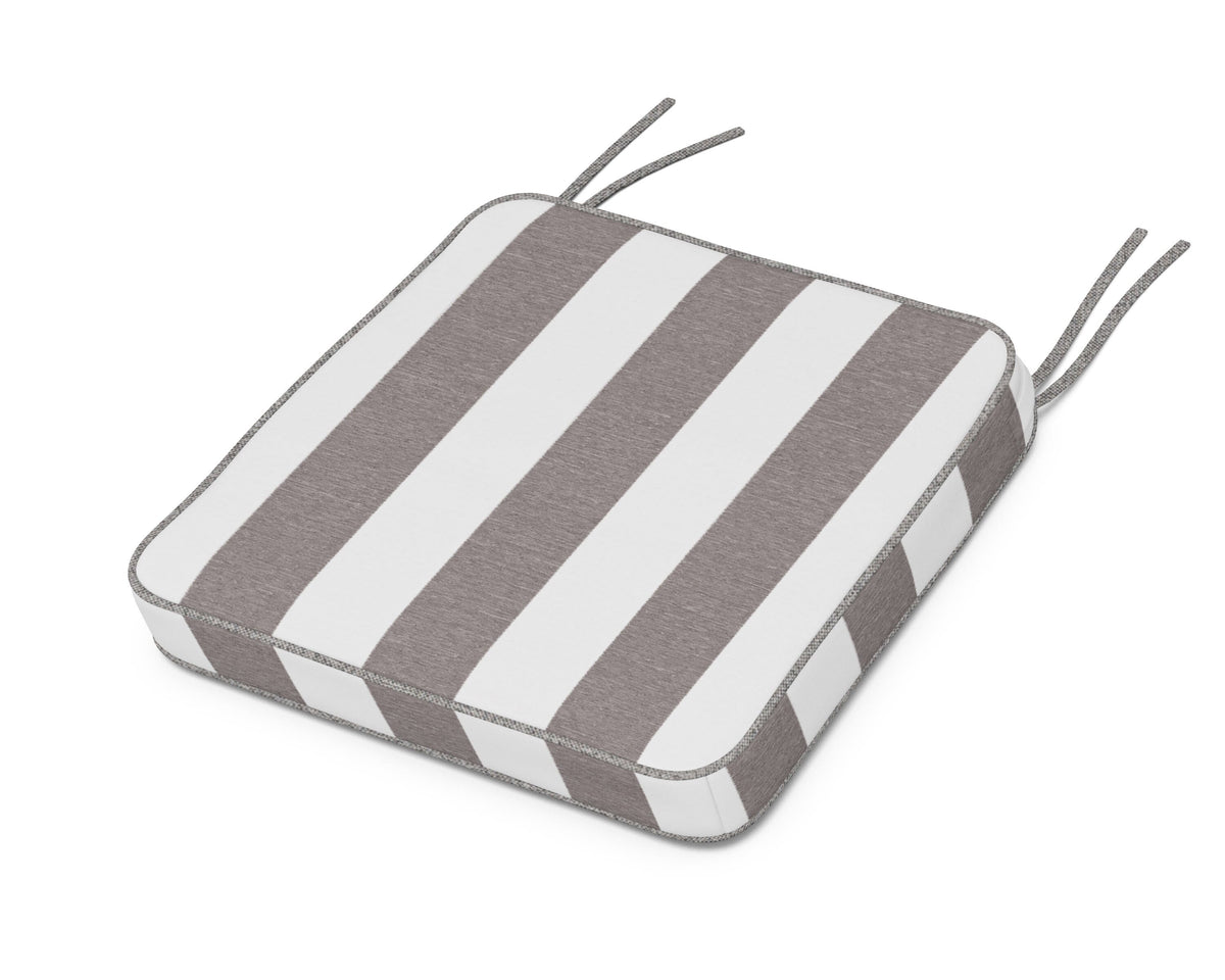 POLYWOOD Chinoiserie Side Chair Seat Cushion in Cabana Stripe Grey Mist
