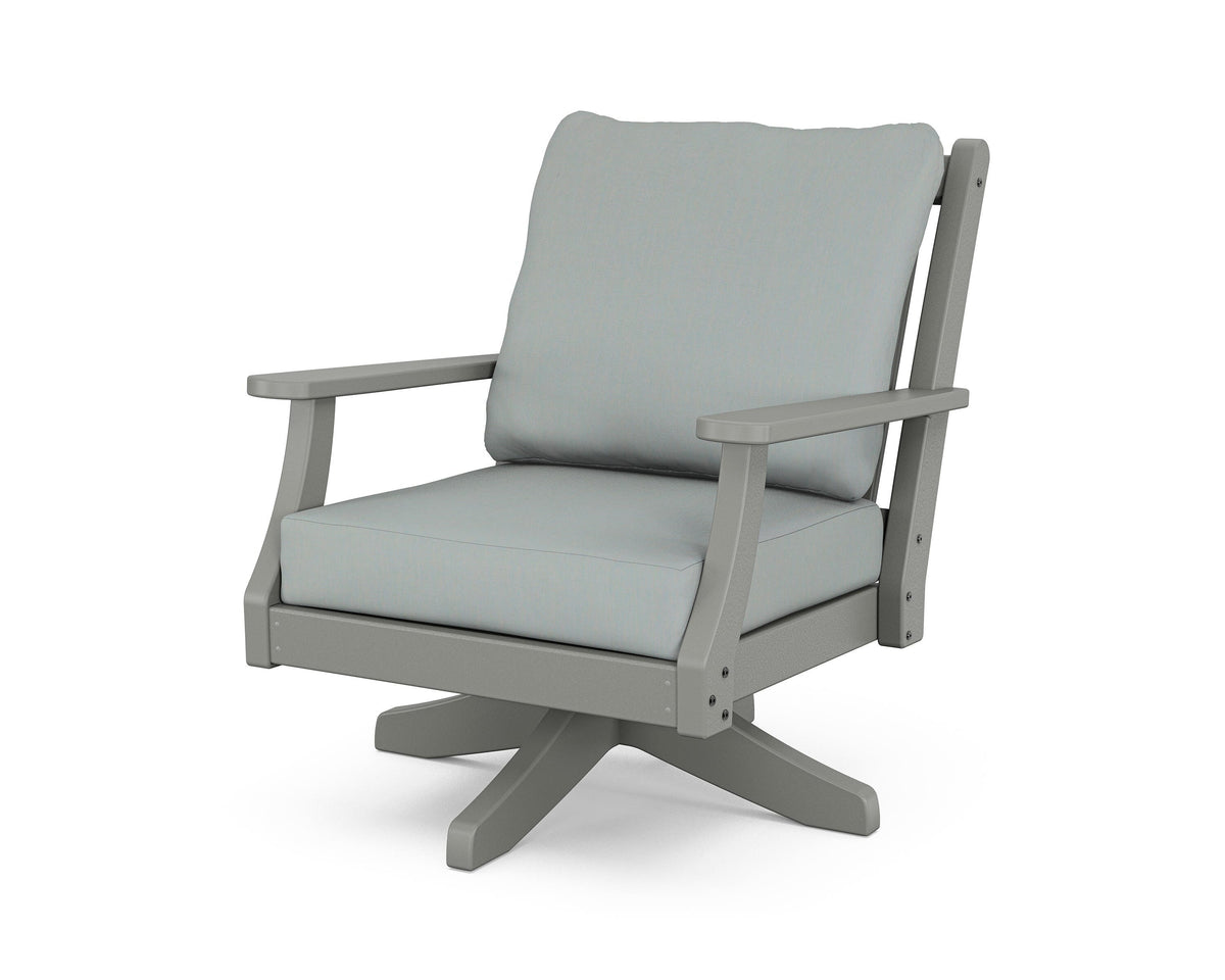 POLYWOOD Wovendale Deep Seating Swivel Chair in Slate Grey / Spa