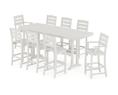 POLYWOOD Lakeside 9-Piece Bar Set with Trestle Legs in Vintage White
