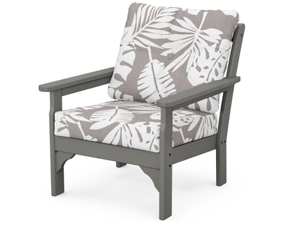 POLYWOOD Vineyard Deep Seating Chair in Slate Grey / Leaf Grey Mist