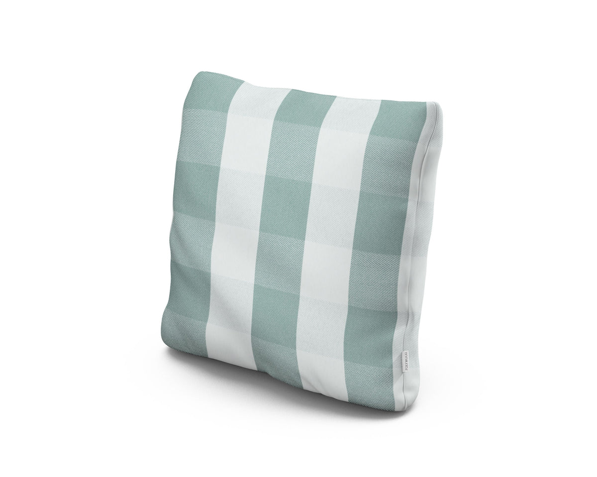 POLYWOOD 18" Outdoor Throw Pillow in Buffalo Plaid Glacier Spa