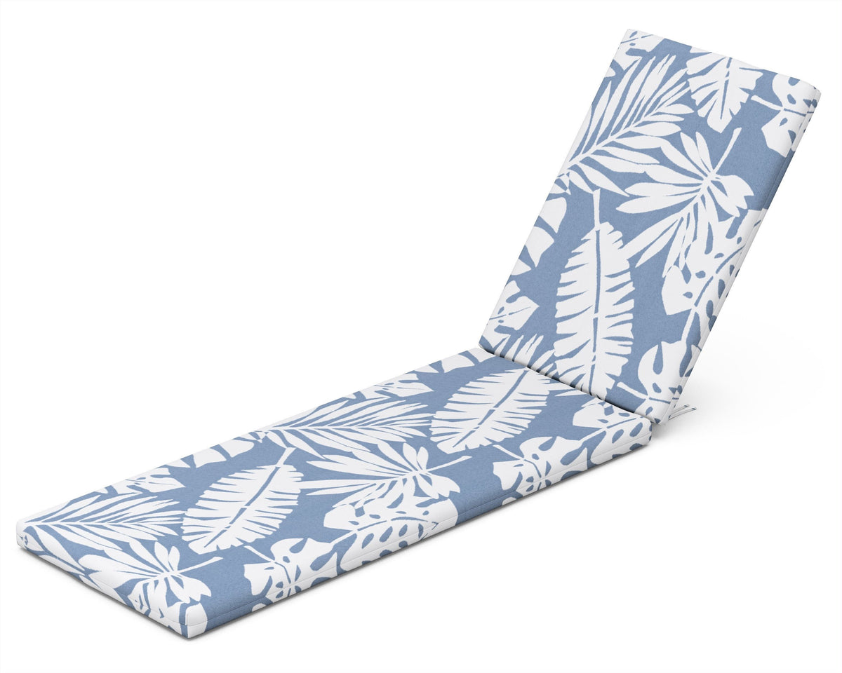 POLYWOOD Chaise Cushion in Leaf Sky Blue