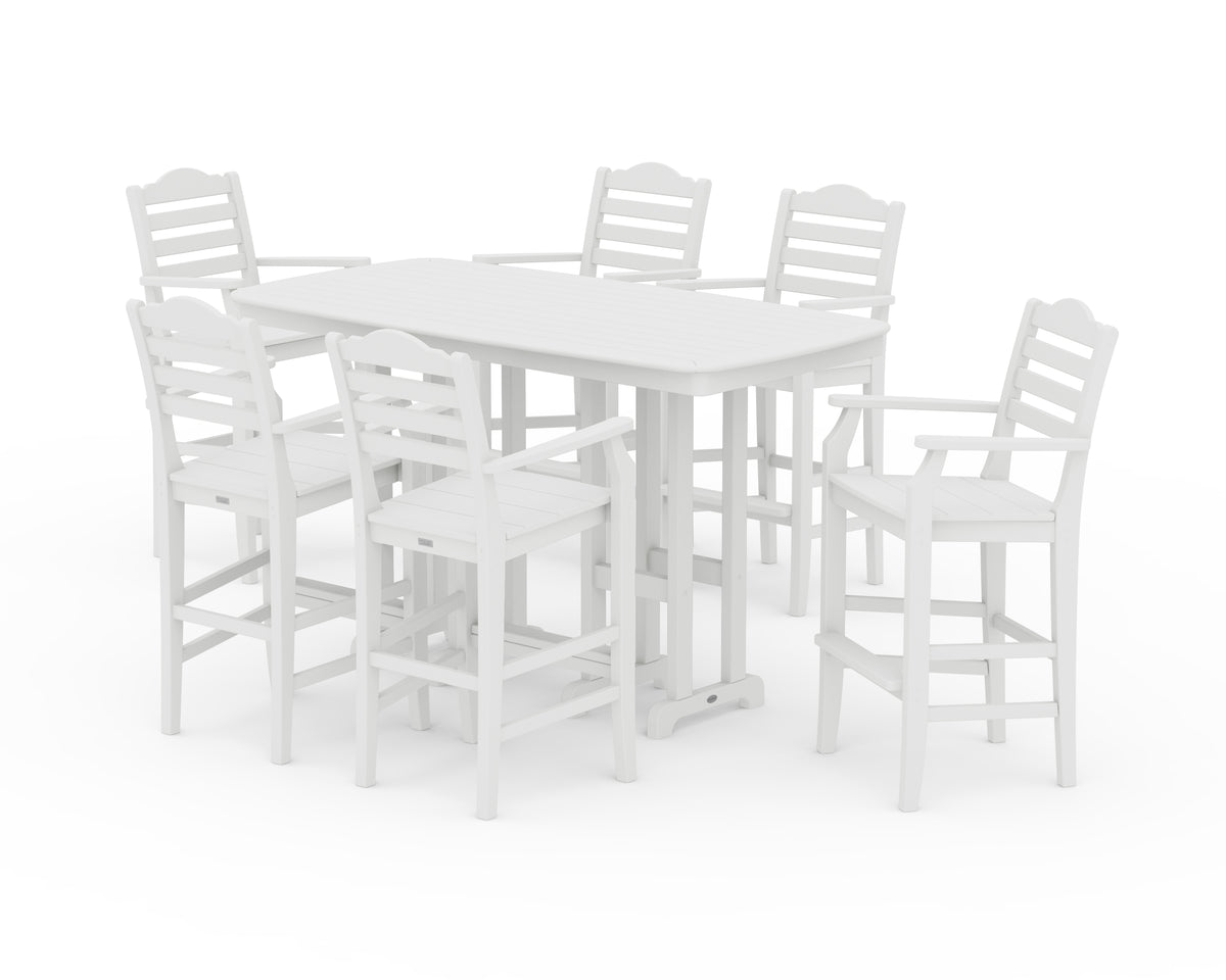 POLYWOOD Savannah Arm Chair 7-Piece Bar Set in White