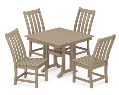 POLYWOOD Vineyard 5-Piece Farmhouse Trestle Side Chair Dining Set in Vintage Sahara