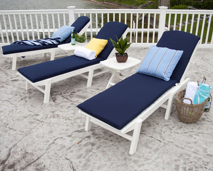 POLYWOOD Nautical Chaise with Wheels in White styled outdoors