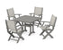 POLYWOOD Coastal Folding Chair 5-Piece Dining Set with Trestle Legs in Slate Grey / Birch