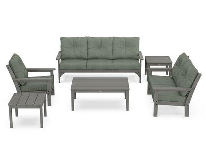 POLYWOOD Vineyard 6-Piece Deep Seating Set in Slate Grey / Cast Sage
