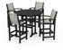 POLYWOOD Coastal 5-Piece Nautical Trestle Bar Set in Black / Birch
