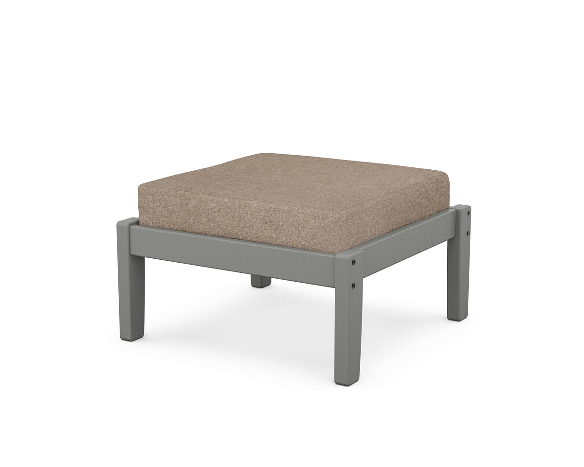 POLYWOOD Deep Seating Ottoman in Slate Grey / Spiced Burlap
