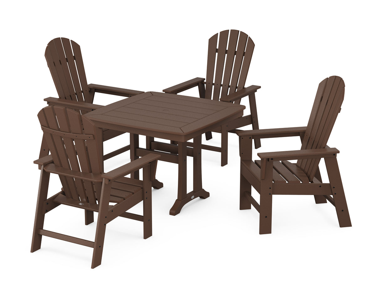 POLYWOOD South Beach 5-Piece Dining Set with Trestle Legs - 37" Table in Mahogany
