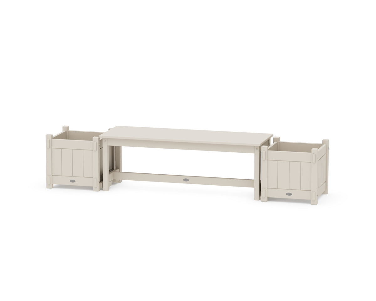 POLYWOOD 48" Vineyard Straight Planter Bench Set in Sand
