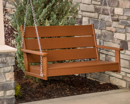 Lifestyle photo of the POLYWOOD Lakeside 48" Swing in Teak