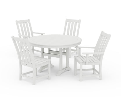 POLYWOOD Vineyard 5-Piece Nautical Trestle Dining Set in Vintage White