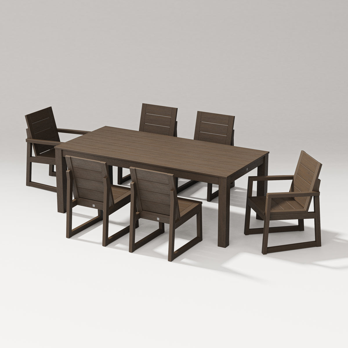 POLYWOOD PW Designer Series Elevate 7-Piece Parsons Table Dining Set with PW Designer Series Elevate Dining Side Chair in Kona