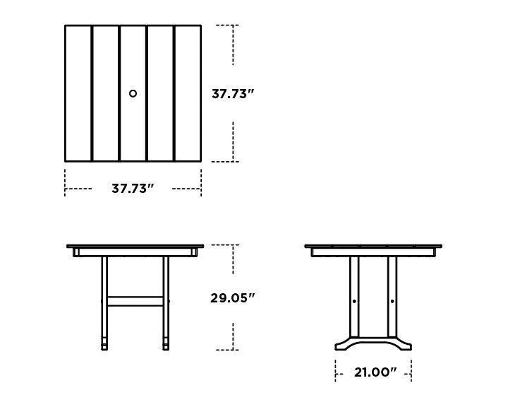 POLYWOOD Farmhouse 37" Dining Table dimensions