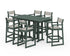 POLYWOOD EDGE Sling Arm Chair 7-Piece Farmhouse Bar Set in Green / Birch