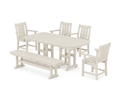 POLYWOOD Oxford 6-Piece Dining Set with Bench in Sand
