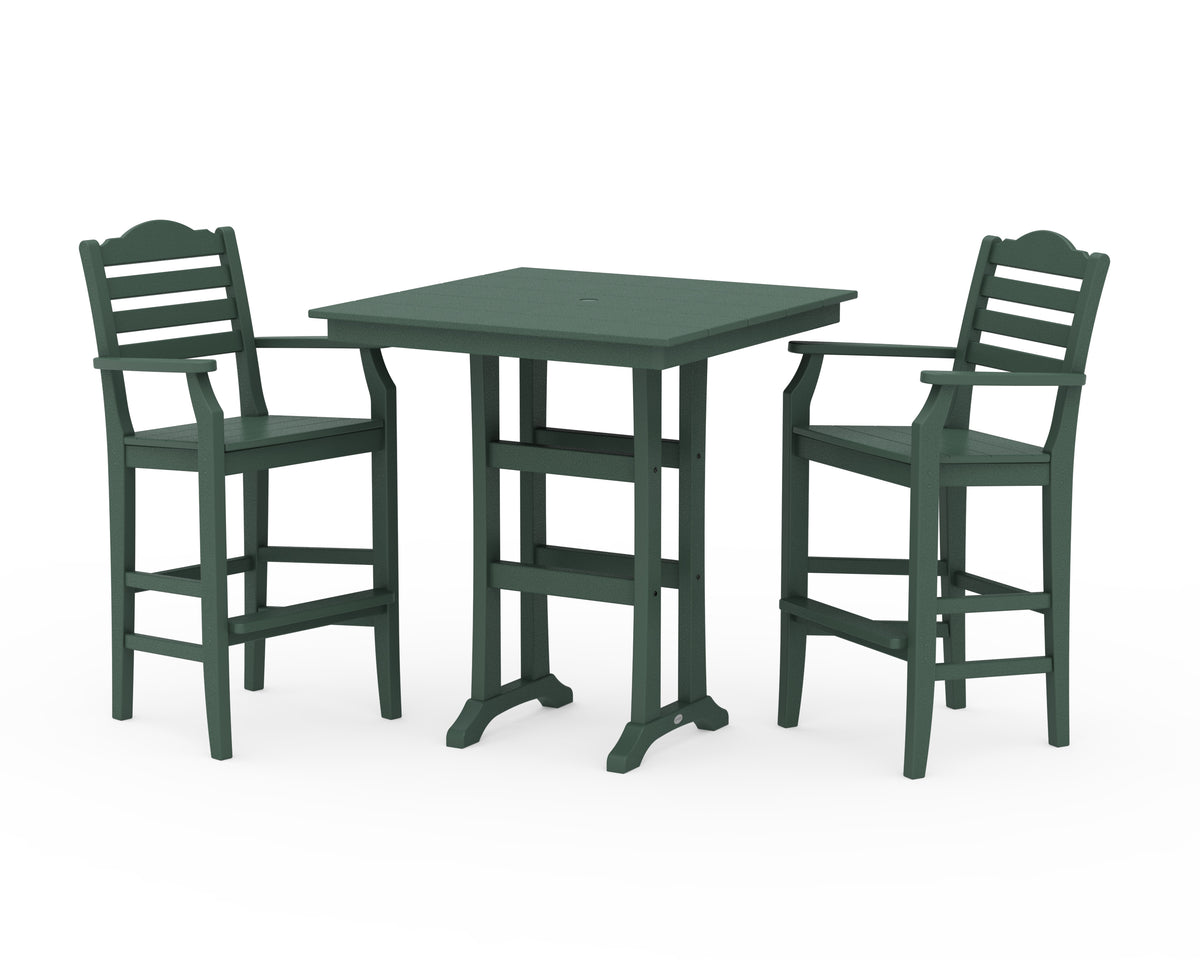 POLYWOOD Savannah 3-Piece Farmhouse Bar Set with Trestle Legs in Green