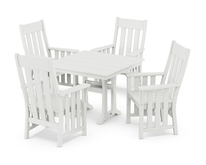POLYWOOD Acadia 5-Piece Farmhouse Dining Set with Trestle Legs in White