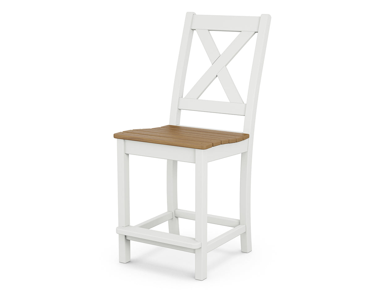POLYWOOD Braxton Counter Side Chair in White / Natural