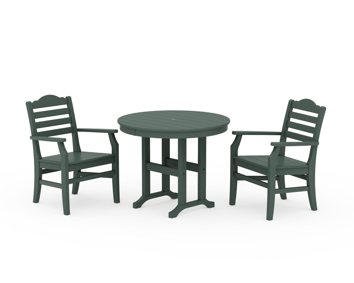 POLYWOOD Savannah 3-Piece Farmhouse Dining Set in Green