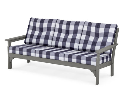 POLYWOOD Vineyard Deep Seating Sofa in Slate Grey / Buffalo Plaid Navy