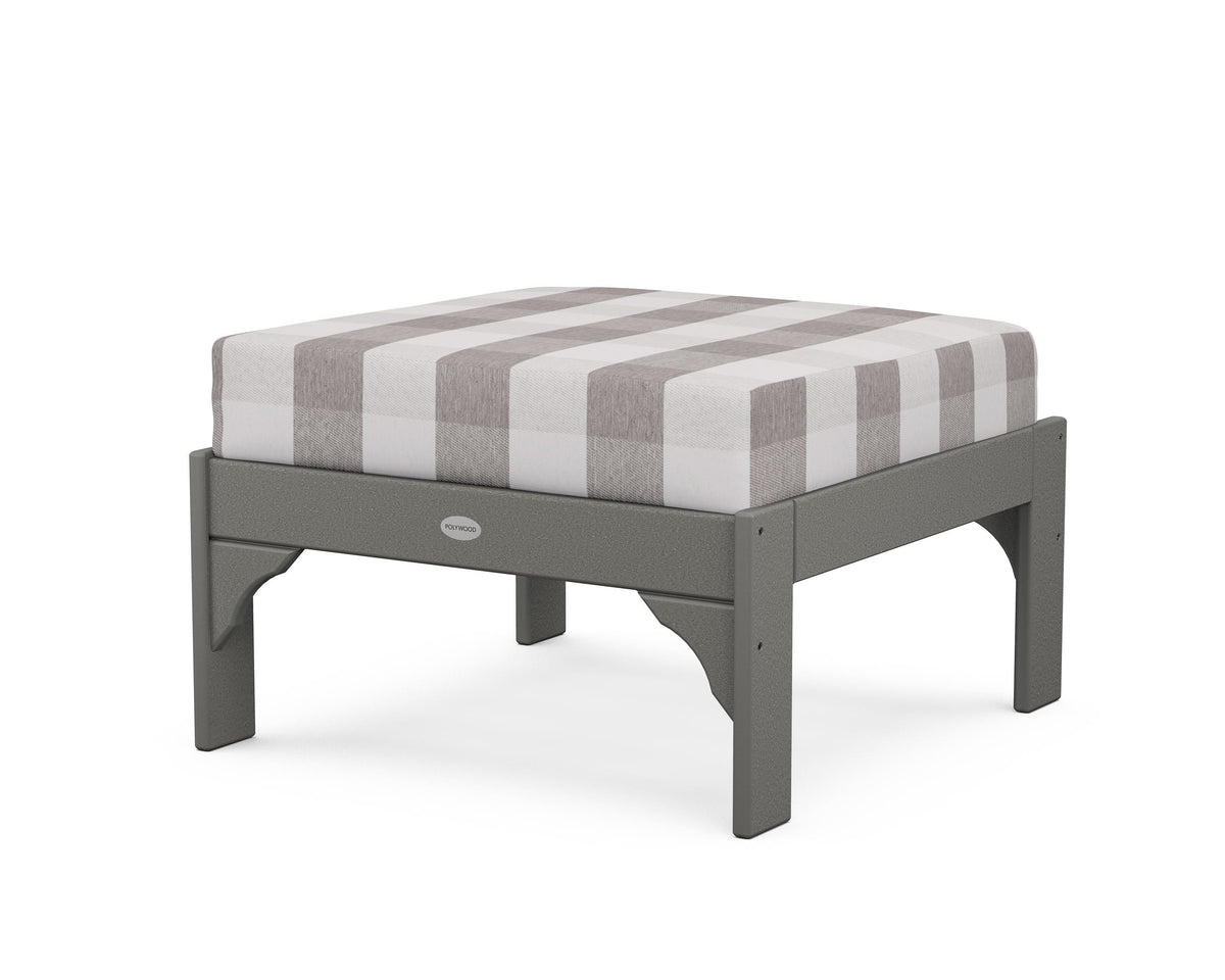 POLYWOOD Vineyard Deep Seating Ottoman in Slate Grey / Buffalo Plaid Grey Mist
