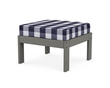 POLYWOOD Vineyard Modular Ottoman in Slate Grey / Buffalo Plaid Navy
