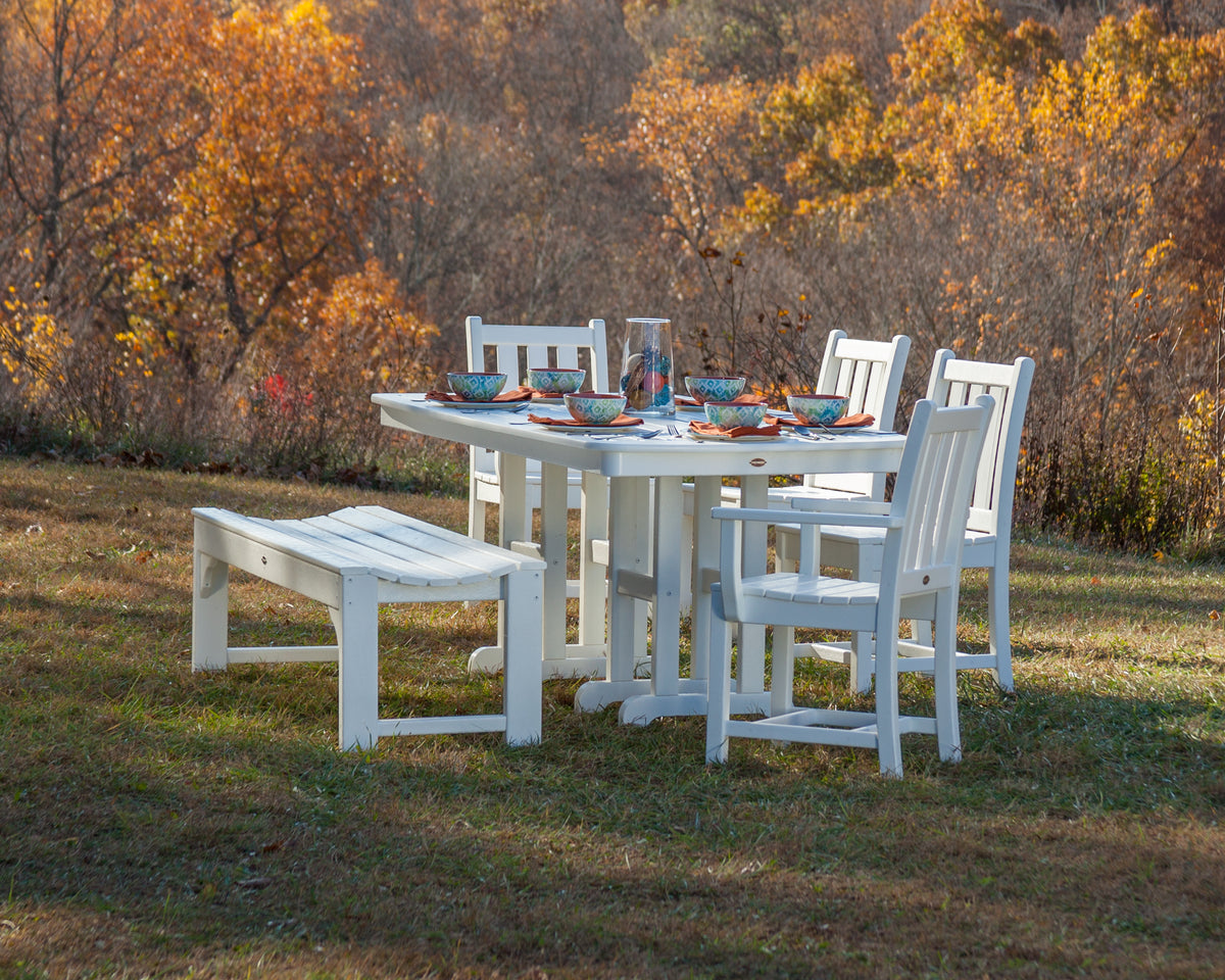 Lifestyle photo of the POLYWOOD Traditional Garden 60" Backless Bench