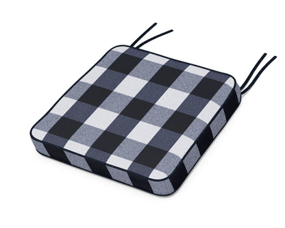 POLYWOOD Chinoiserie Side Chair Seat Cushion in Buffalo Plaid Marine Indigo